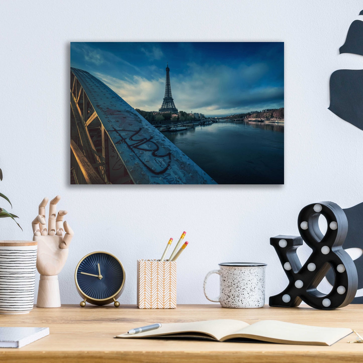 Epic Art 'Blue Eiffel Tower' by Sebastien Lory, Acrylic Glass Wall Art,16x12