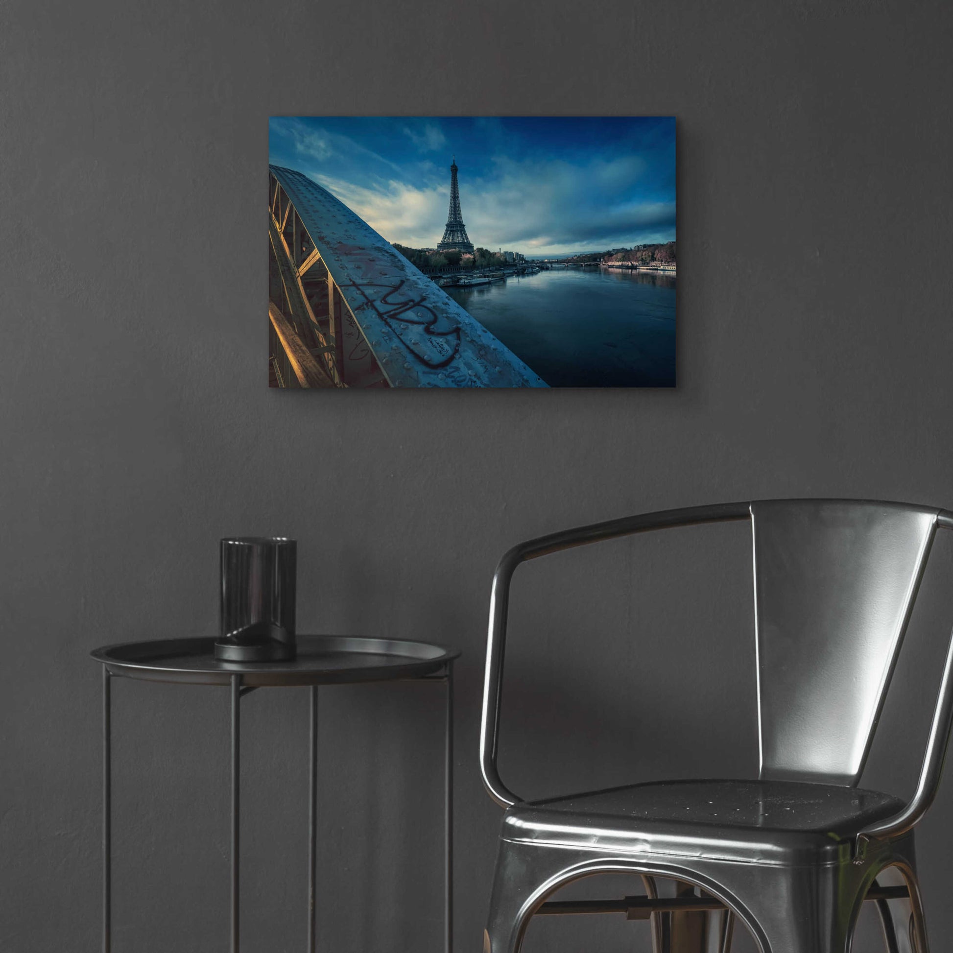 Epic Art 'Blue Eiffel Tower' by Sebastien Lory, Acrylic Glass Wall Art,24x16