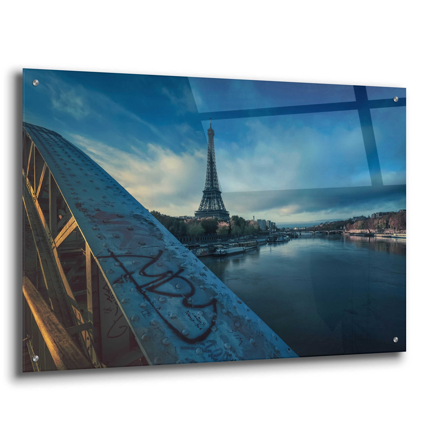 Epic Art 'Blue Eiffel Tower' by Sebastien Lory, Acrylic Glass Wall Art,36x24