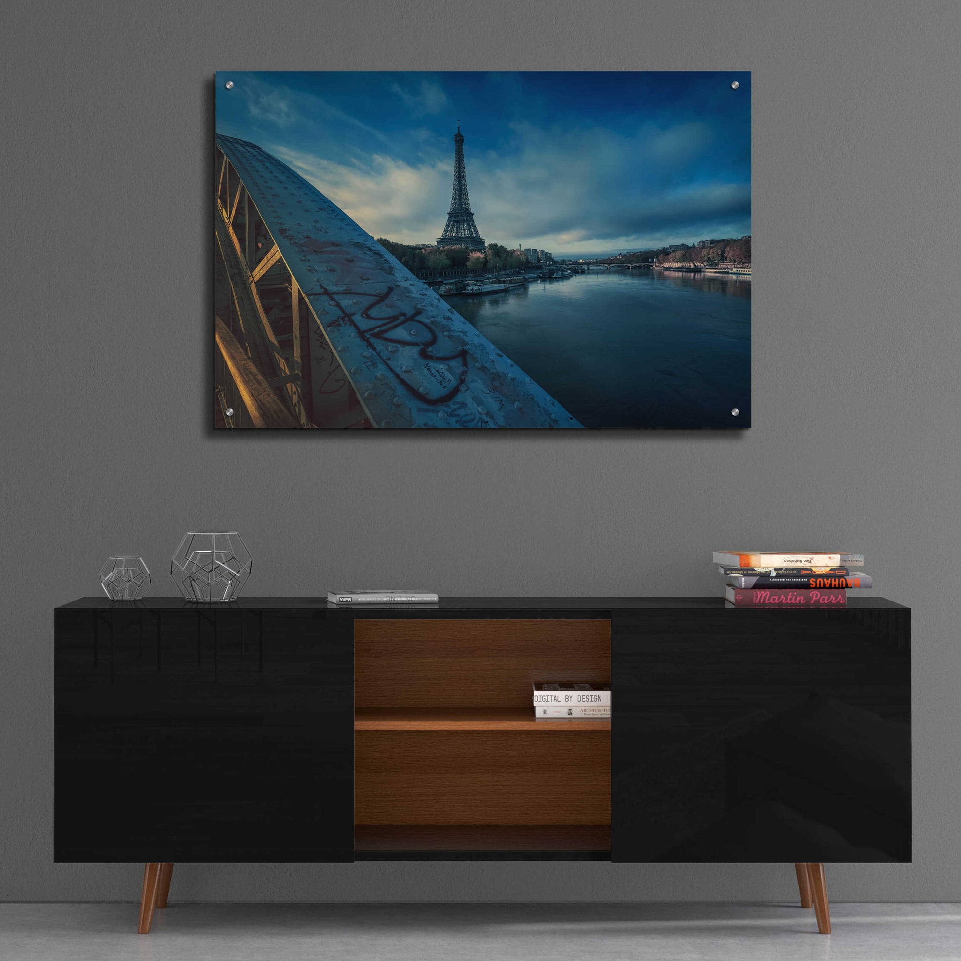 Epic Art 'Blue Eiffel Tower' by Sebastien Lory, Acrylic Glass Wall Art,36x24