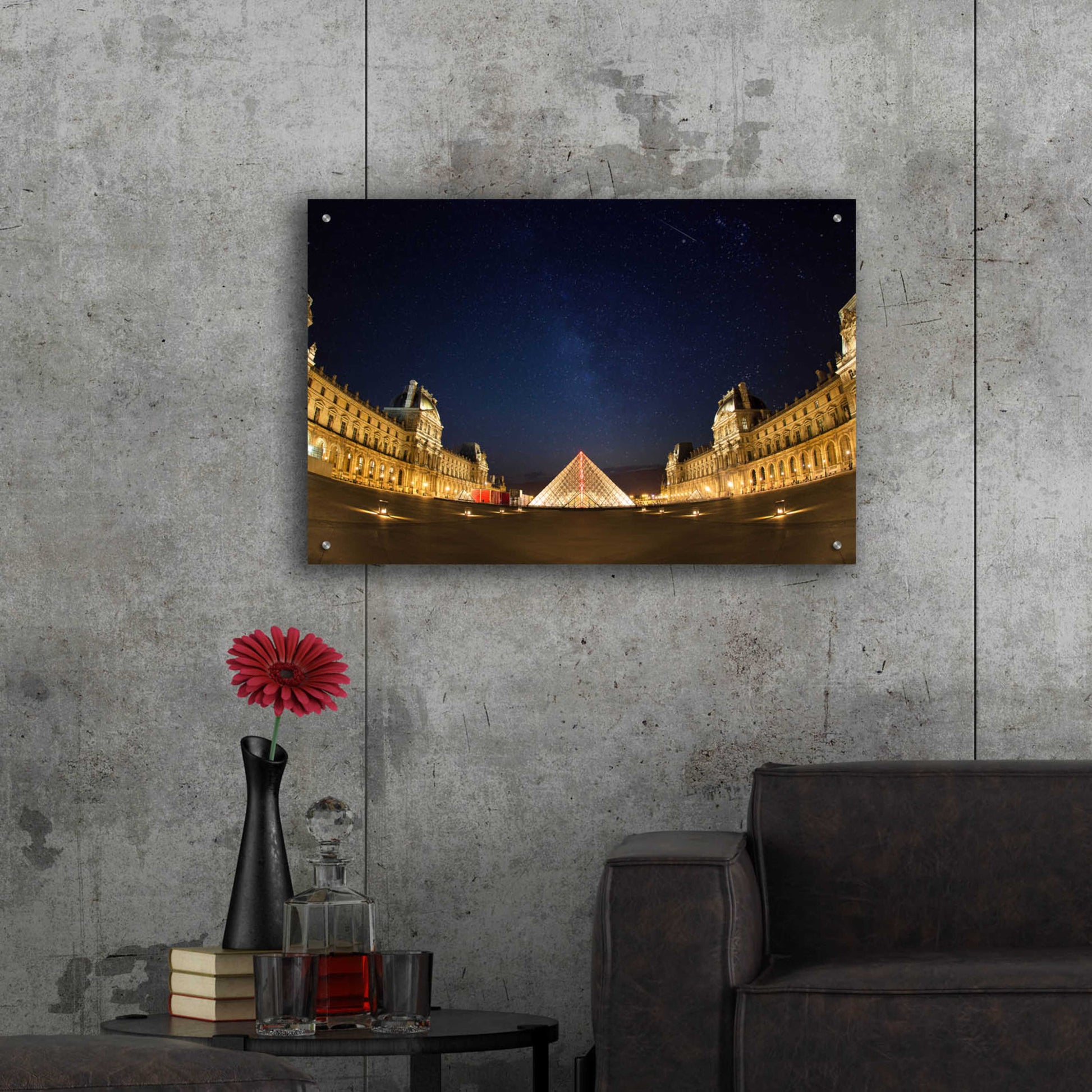 Epic Art 'Lourve Museum Nights' by Sebastien Lory, Acrylic Glass Wall Art,36x24