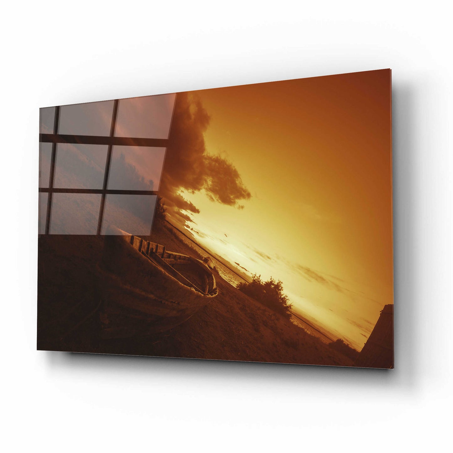 Epic Art 'Golden Sunset by the Lake' by Sebastien Lory, Acrylic Glass Wall Art,16x12