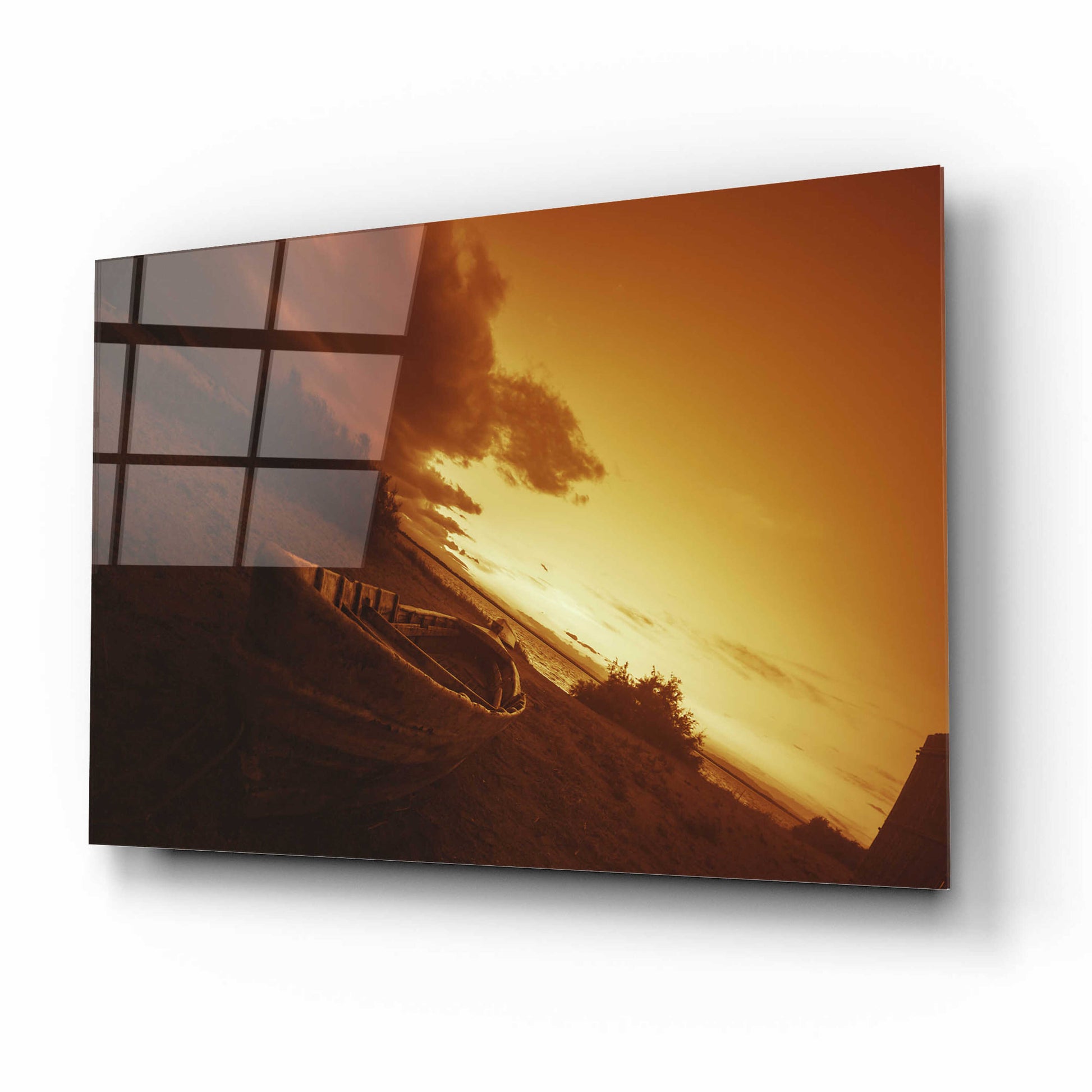 Epic Art 'Golden Sunset by the Lake' by Sebastien Lory, Acrylic Glass Wall Art,16x12