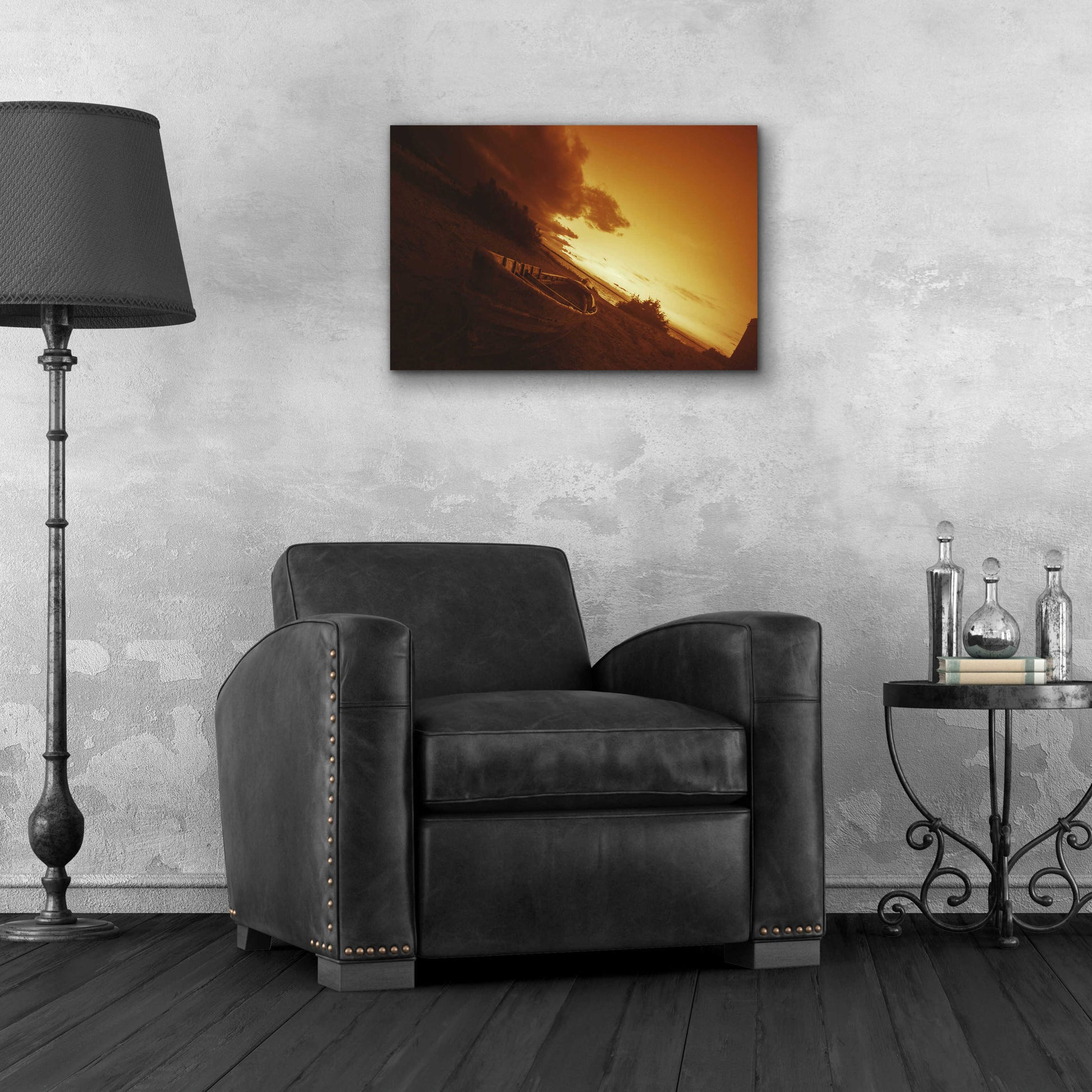 Epic Art 'Golden Sunset by the Lake' by Sebastien Lory, Acrylic Glass Wall Art,24x16