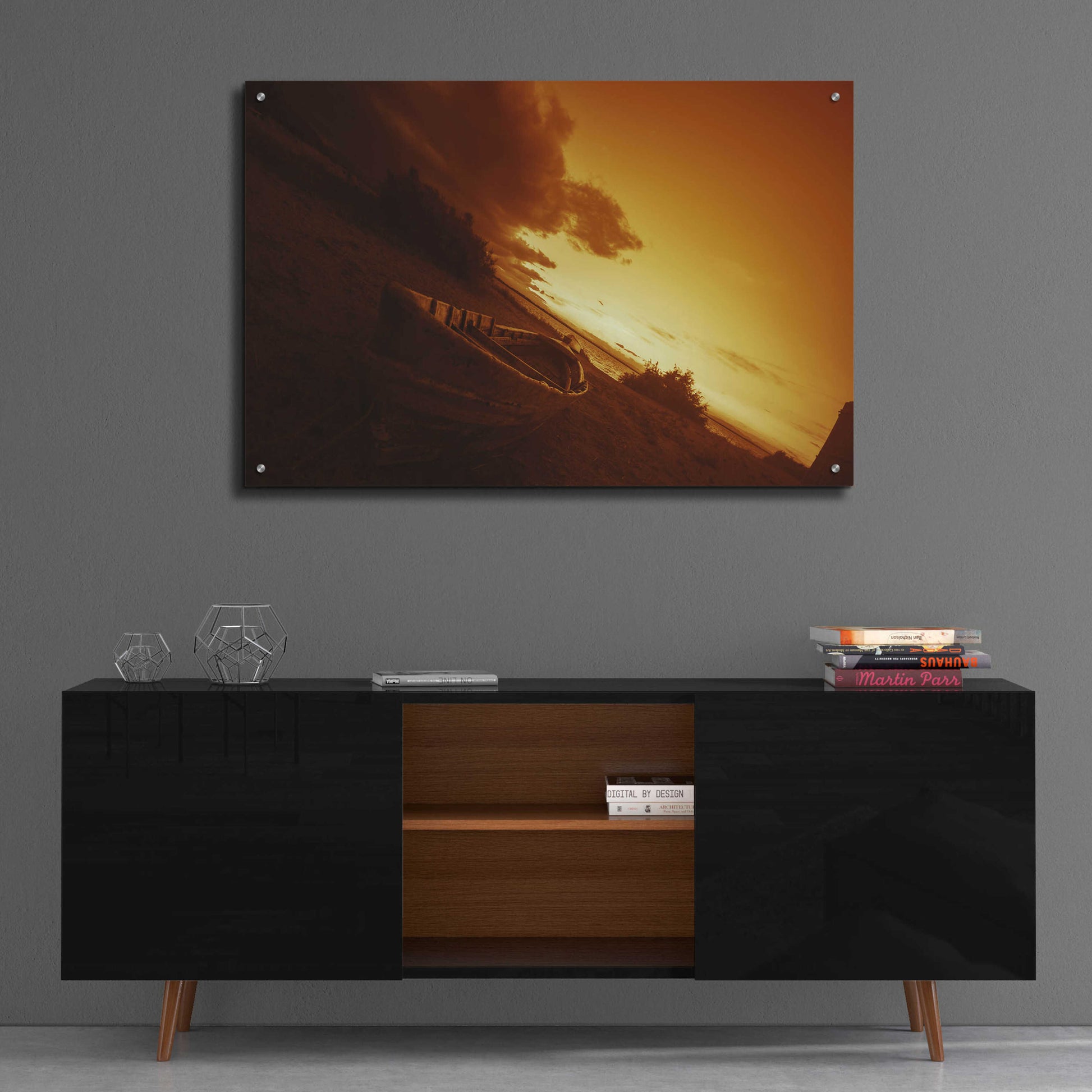 Epic Art 'Golden Sunset by the Lake' by Sebastien Lory, Acrylic Glass Wall Art,36x24