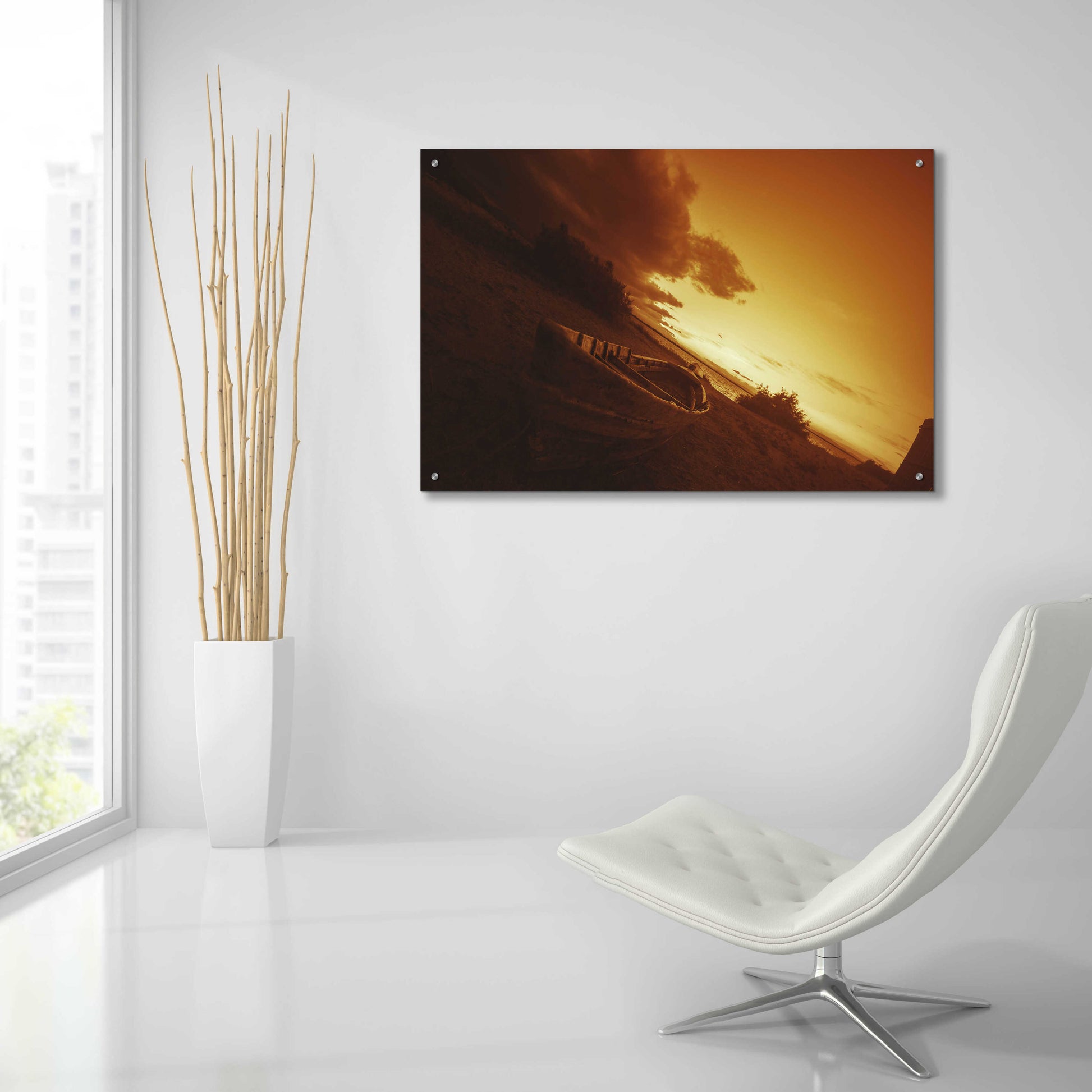 Epic Art 'Golden Sunset by the Lake' by Sebastien Lory, Acrylic Glass Wall Art,36x24