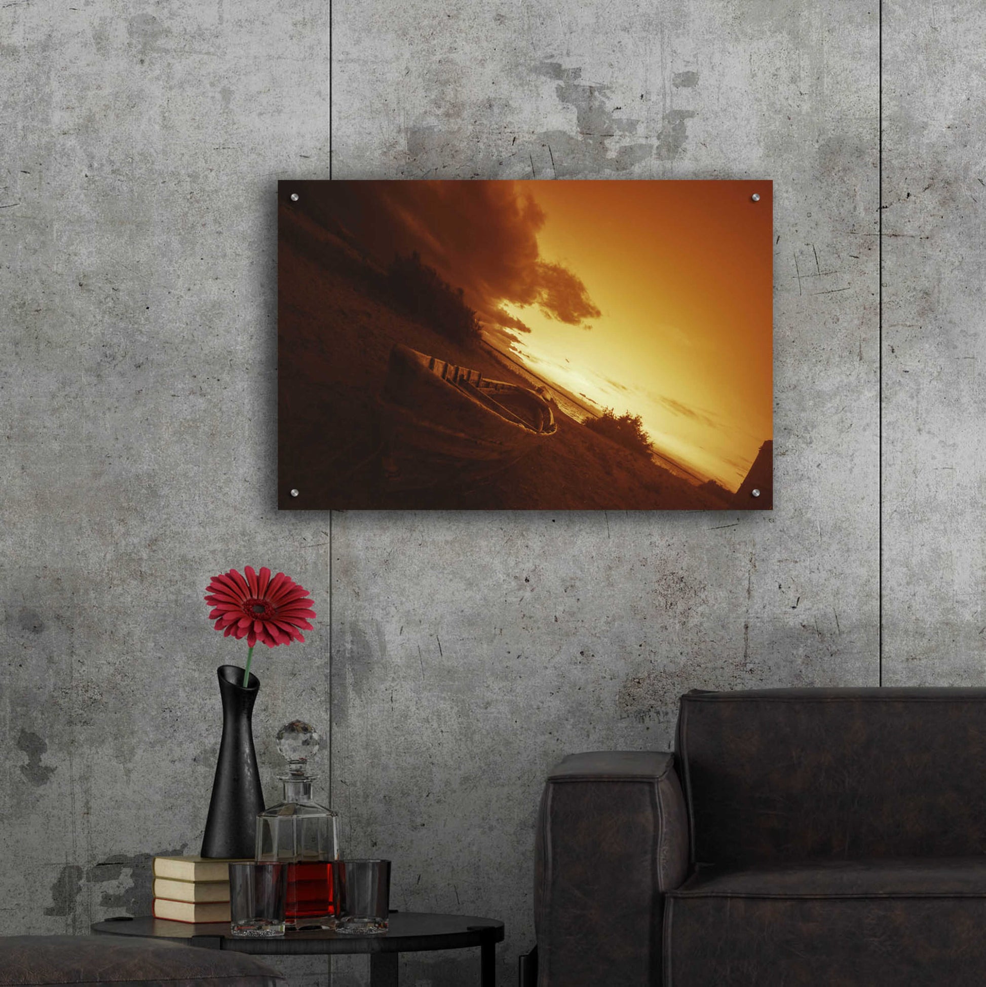 Epic Art 'Golden Sunset by the Lake' by Sebastien Lory, Acrylic Glass Wall Art,36x24