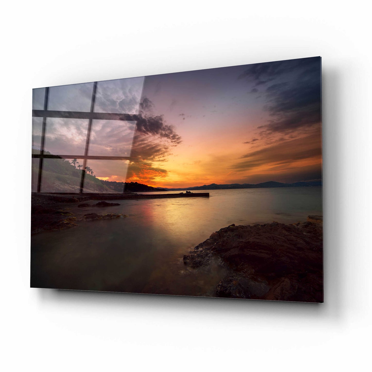 Epic Art 'Fiery Sunset' by Sebastien Lory, Acrylic Glass Wall Art,16x12