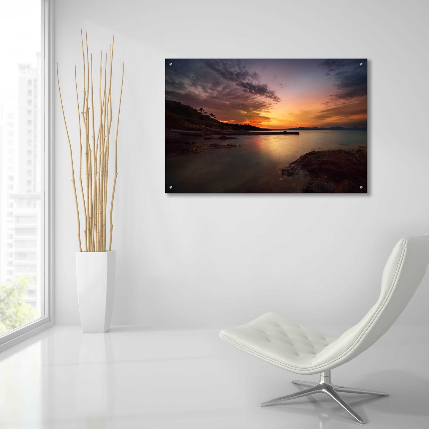 Epic Art 'Fiery Sunset' by Sebastien Lory, Acrylic Glass Wall Art,36x24