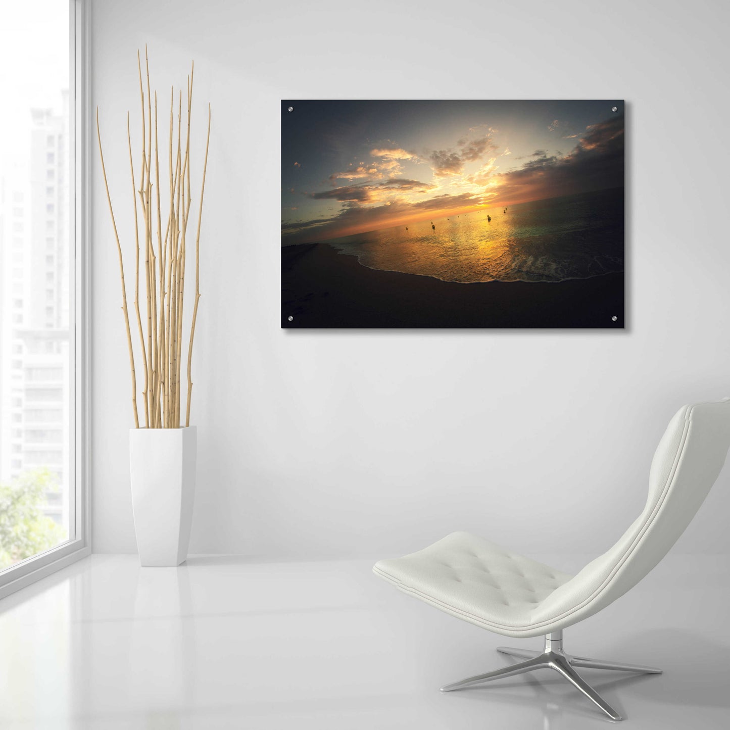 Epic Art 'Fiery Ocean' by Sebastien Lory, Acrylic Glass Wall Art,36x24