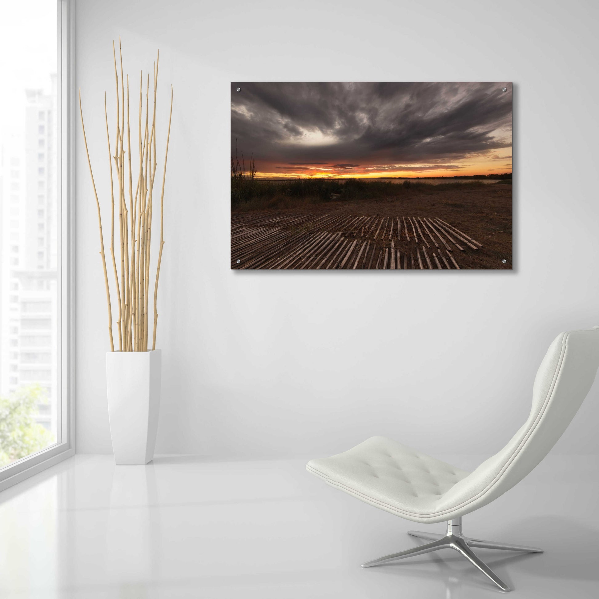 Epic Art 'Stormy Sunset' by Sebastien Lory, Acrylic Glass Wall Art,36x24