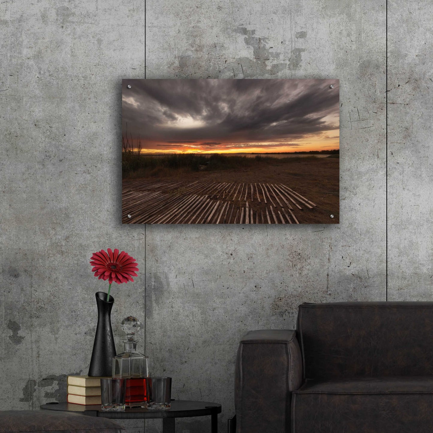 Epic Art 'Stormy Sunset' by Sebastien Lory, Acrylic Glass Wall Art,36x24