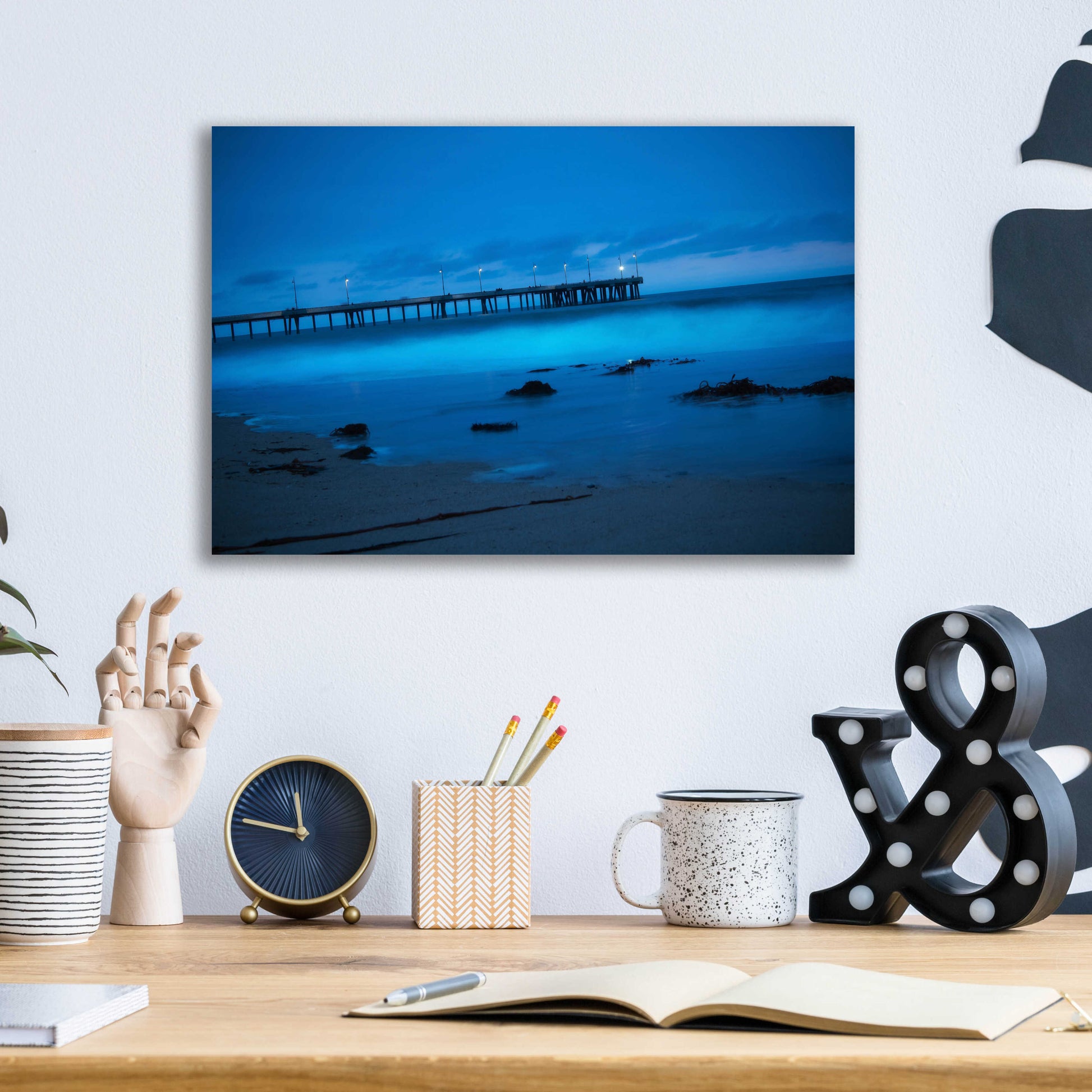 Epic Art 'Blue Hour Pier' by Sebastien Lory, Acrylic Glass Wall Art,16x12