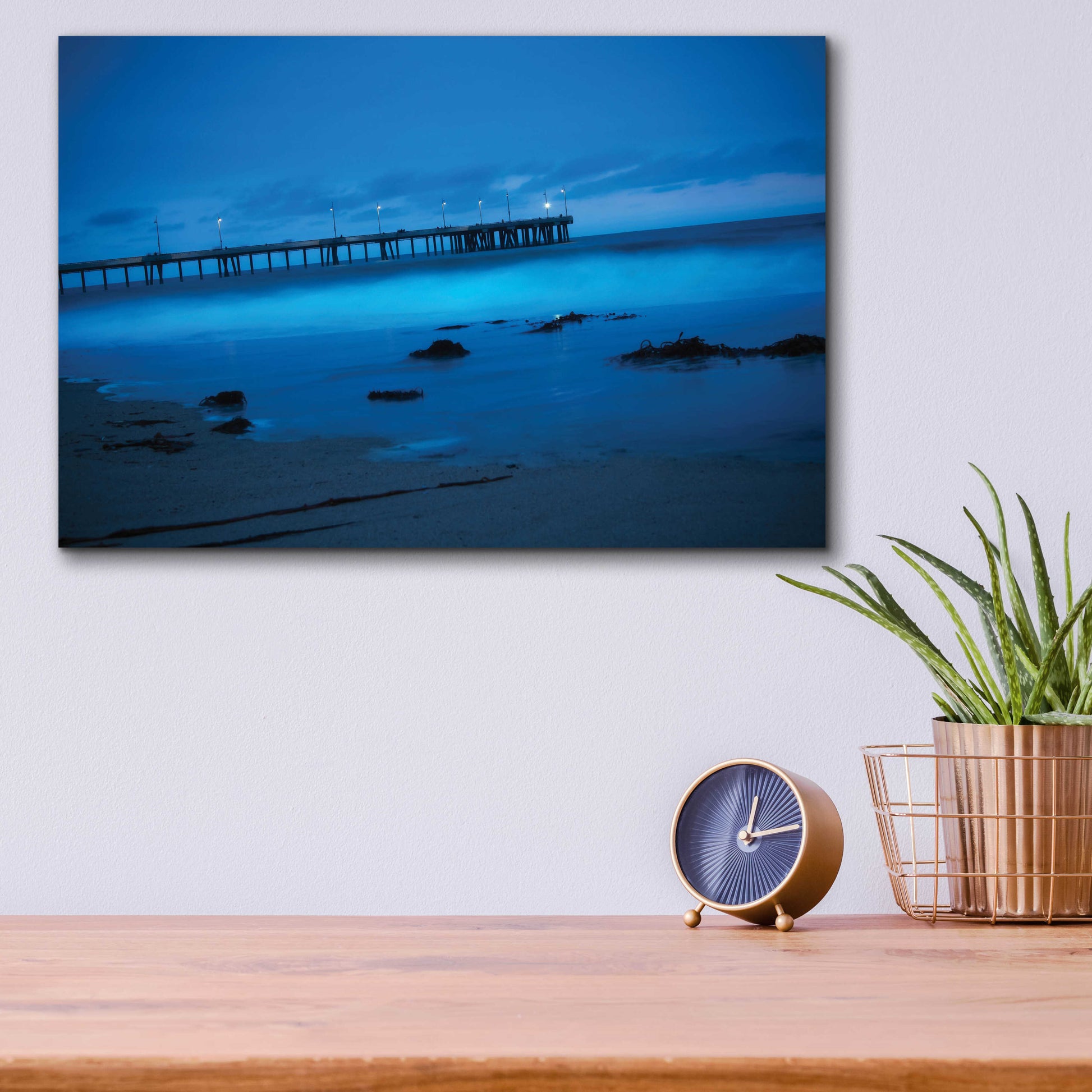 Epic Art 'Blue Hour Pier' by Sebastien Lory, Acrylic Glass Wall Art,16x12