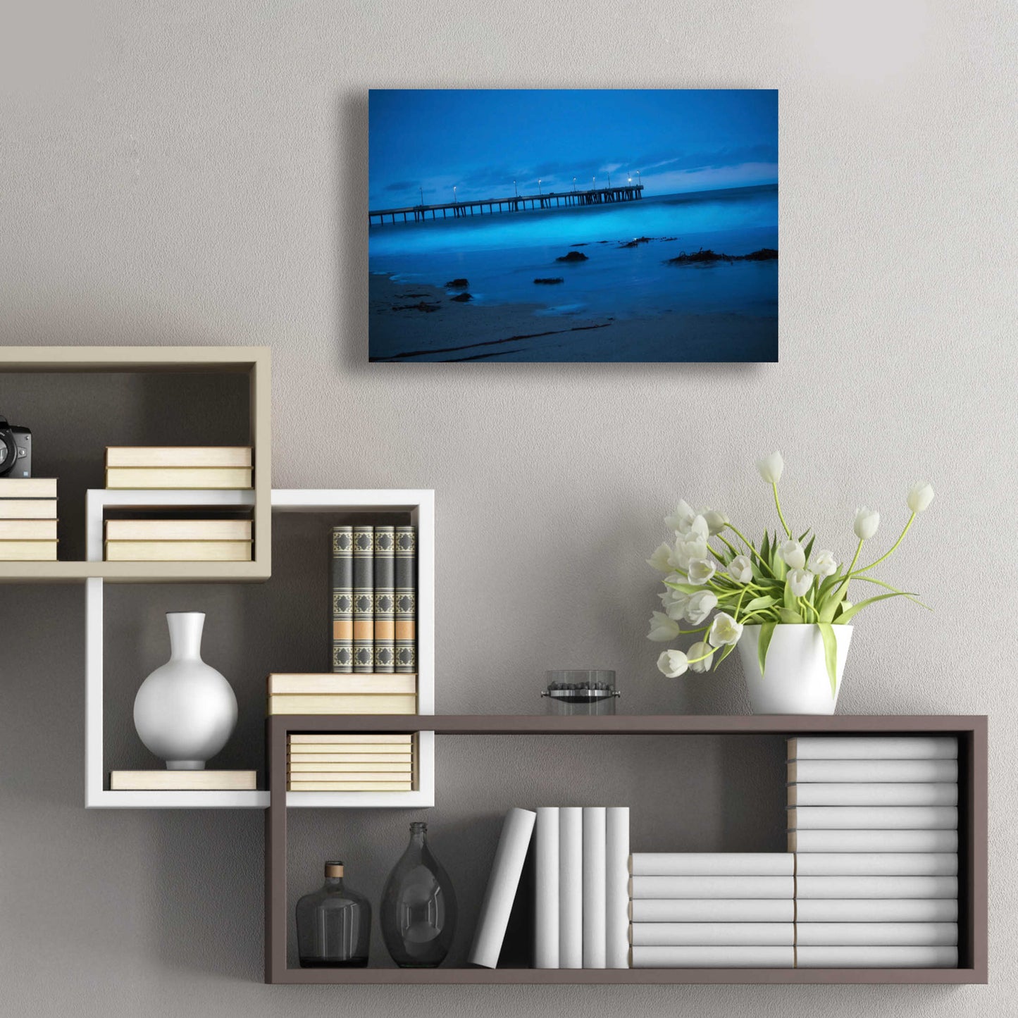 Epic Art 'Blue Hour Pier' by Sebastien Lory, Acrylic Glass Wall Art,24x16