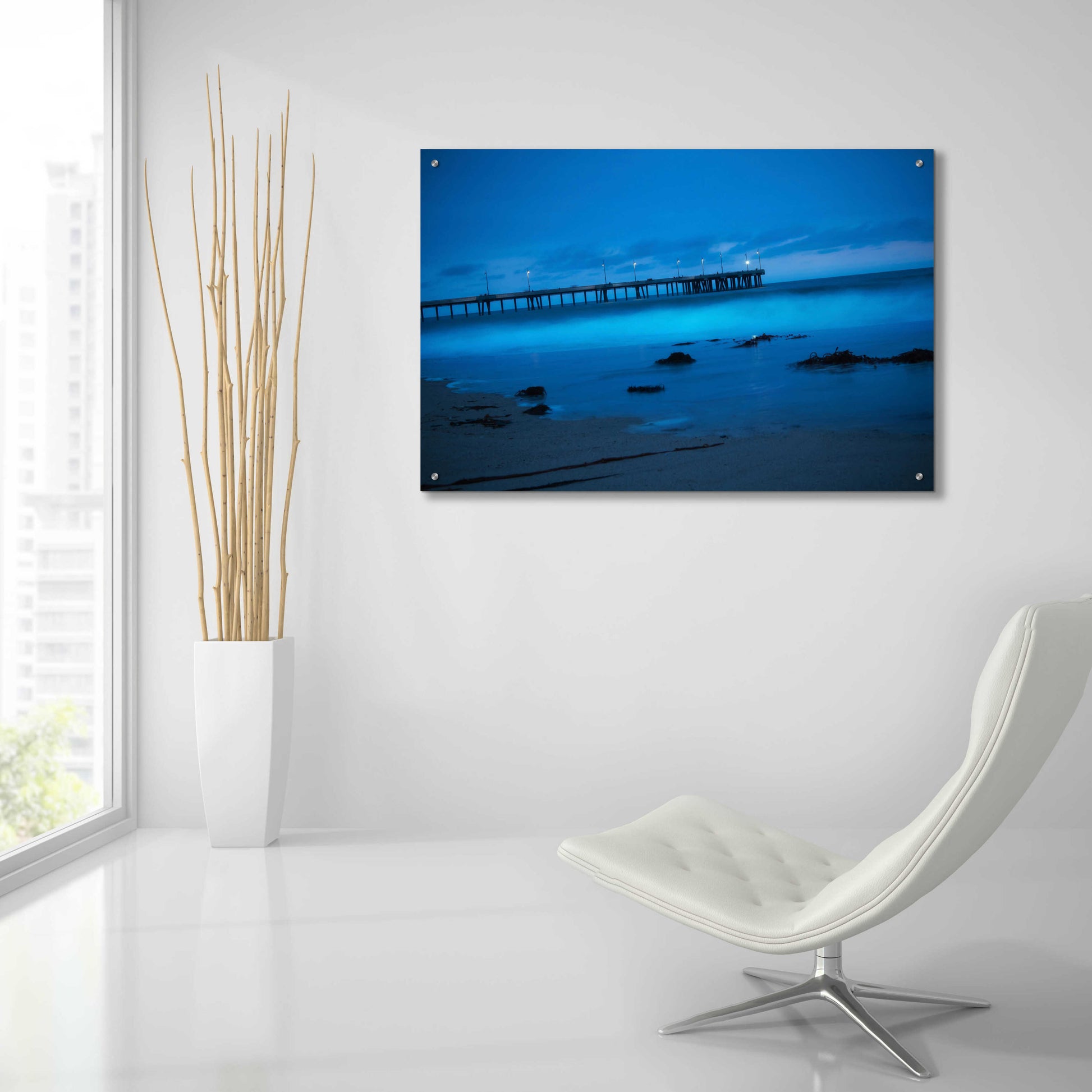 Epic Art 'Blue Hour Pier' by Sebastien Lory, Acrylic Glass Wall Art,36x24