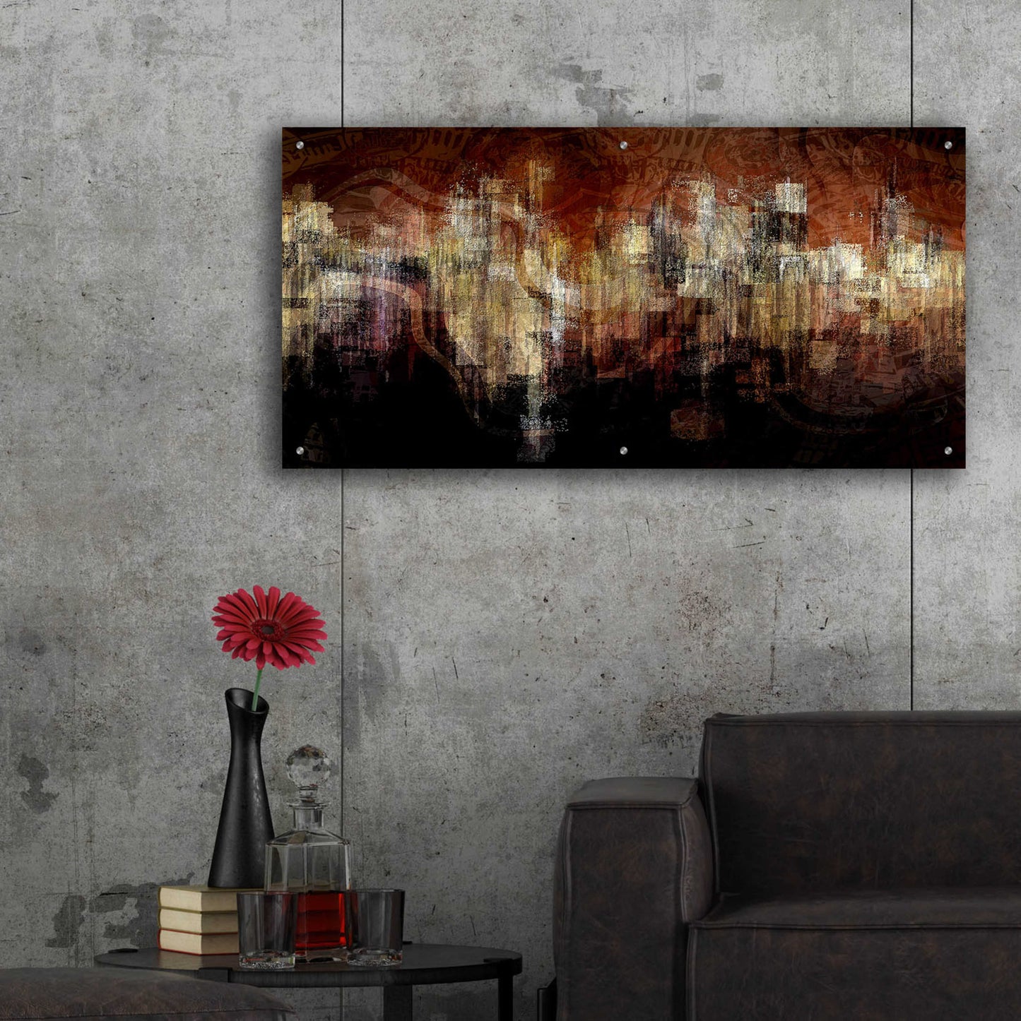 Epic Art 'City on the Edge' by David Manlove, Acrylic Glass Wall Art,48x24