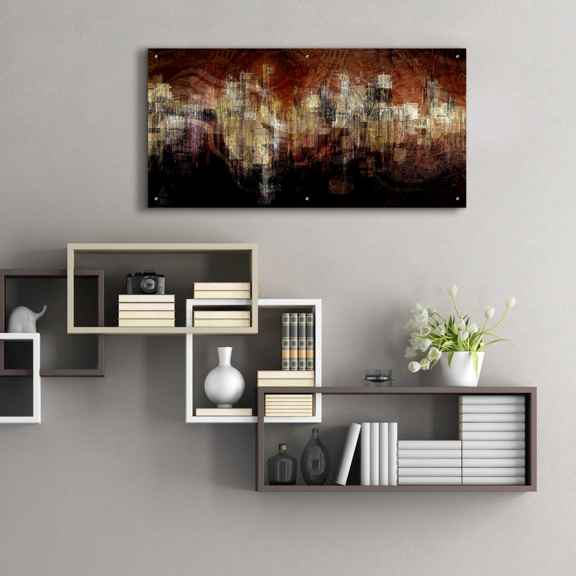 Epic Art 'City on the Edge' by David Manlove, Acrylic Glass Wall Art,48x24