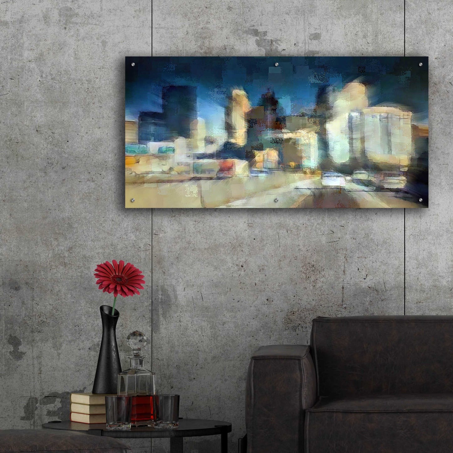 Epic Art 'City in Motion' by David Manlove, Acrylic Glass Wall Art,48x24