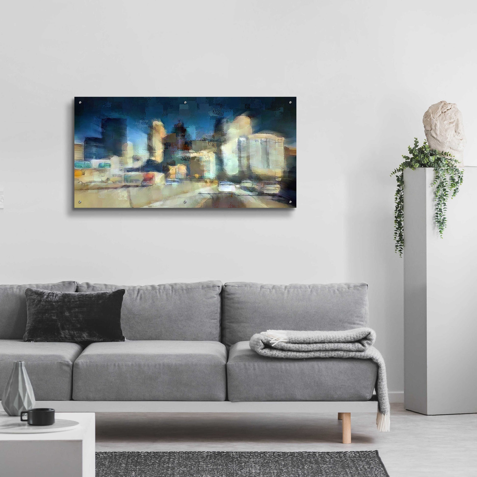 Epic Art 'City in Motion' by David Manlove, Acrylic Glass Wall Art,48x24