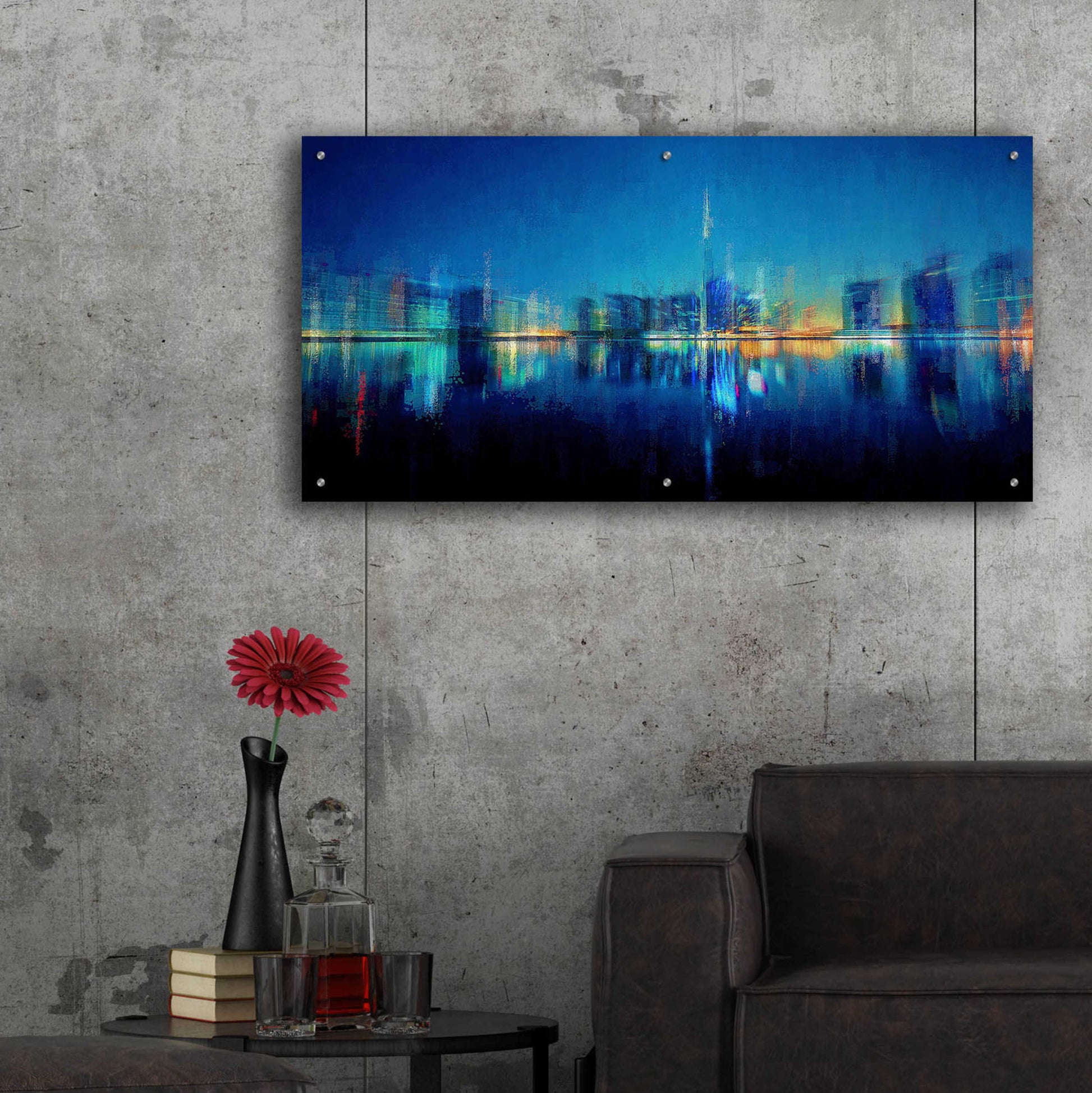 Epic Art 'Night of the City' by David Manlove, Acrylic Glass Wall Art,48x24