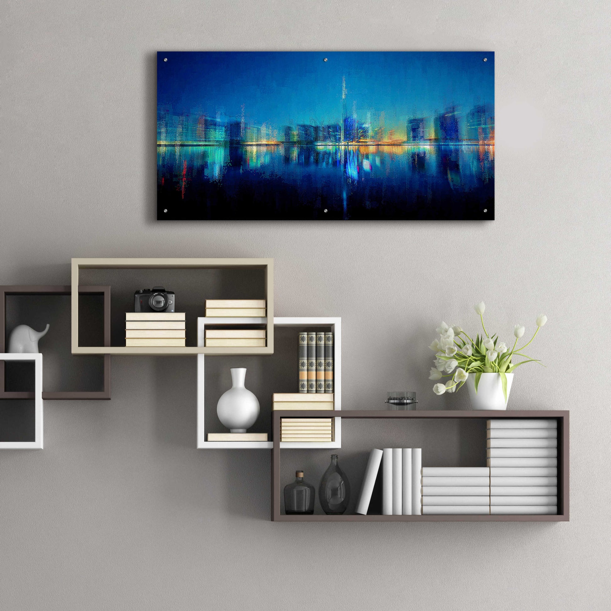 Epic Art 'Night of the City' by David Manlove, Acrylic Glass Wall Art,48x24