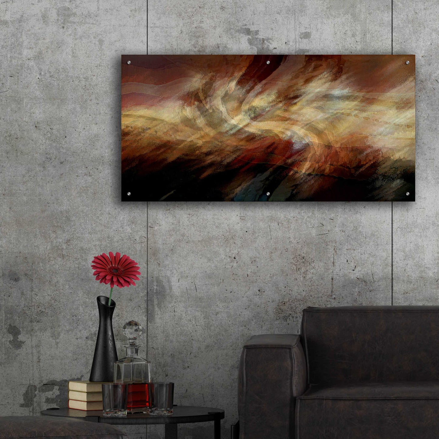 Epic Art 'Crimson Fire VI' by David Manlove, Acrylic Glass Wall Art,48x24