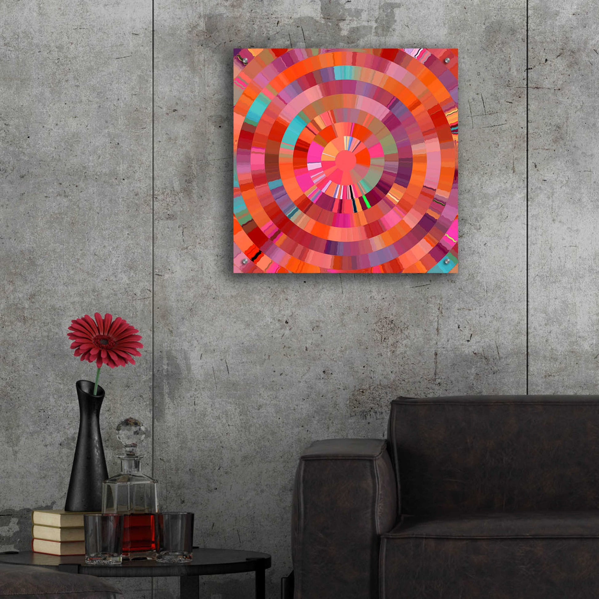 Epic Art 'Coral Radial 1' by David Manlove, Acrylic Glass Wall Art,24x24