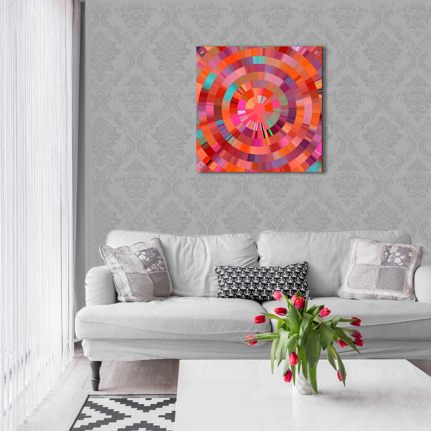 Epic Art 'Coral Radial 1' by David Manlove, Acrylic Glass Wall Art,24x24