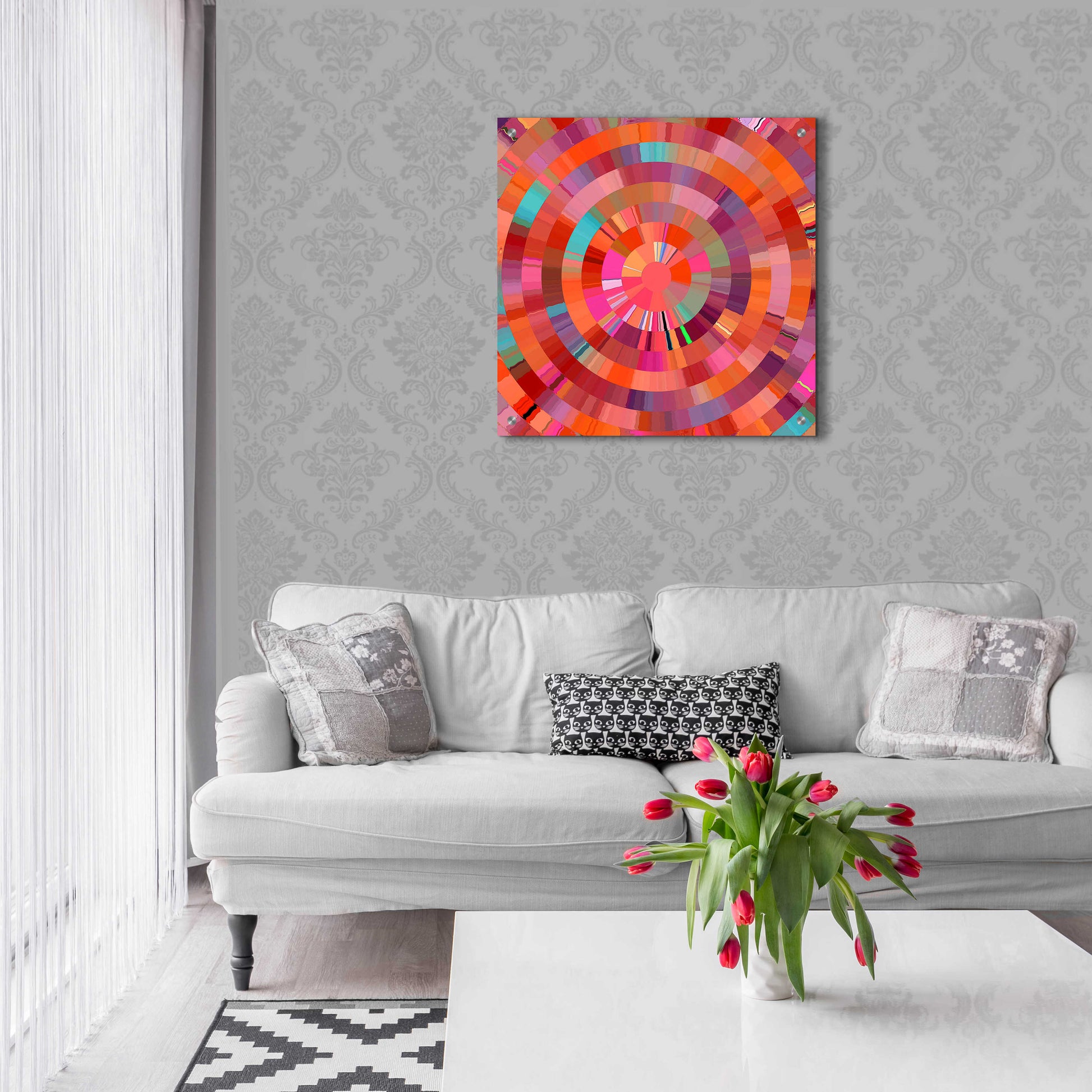 Epic Art 'Coral Radial 1' by David Manlove, Acrylic Glass Wall Art,24x24