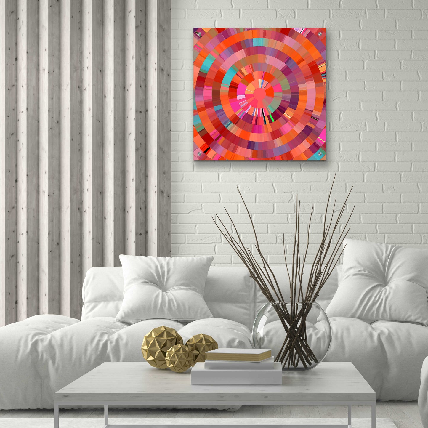 Epic Art 'Coral Radial 1' by David Manlove, Acrylic Glass Wall Art,24x24