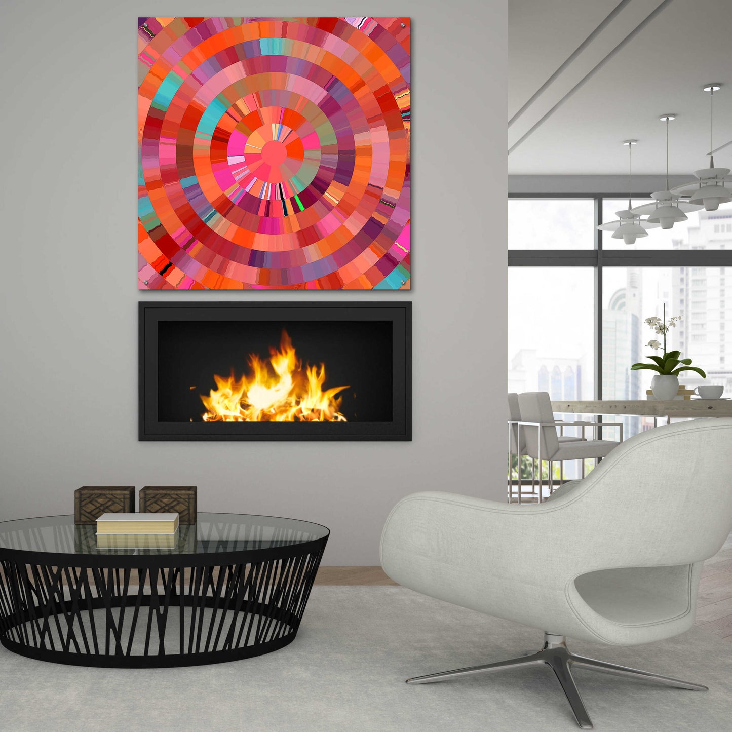 Epic Art 'Coral Radial 1' by David Manlove, Acrylic Glass Wall Art,36x36