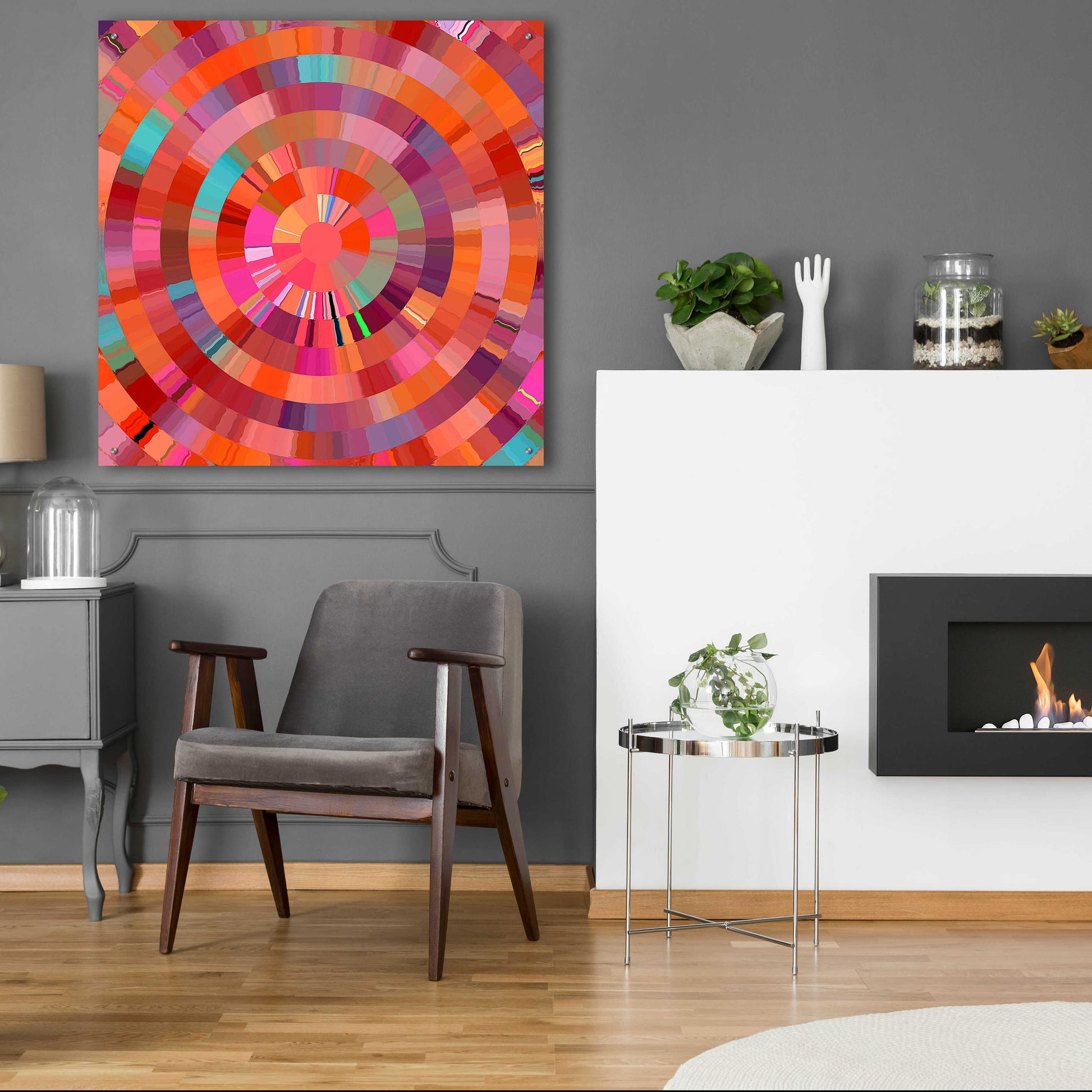 Epic Art 'Coral Radial 1' by David Manlove, Acrylic Glass Wall Art,36x36