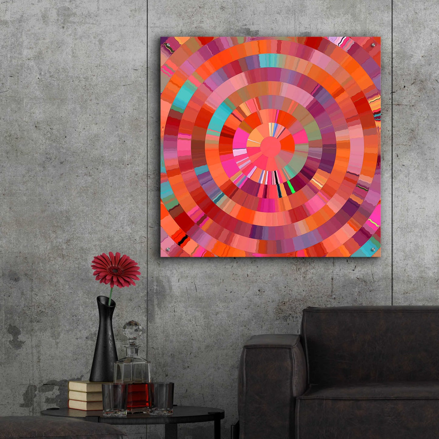 Epic Art 'Coral Radial 1' by David Manlove, Acrylic Glass Wall Art,36x36