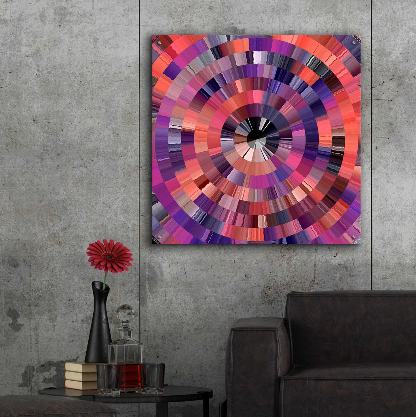 Epic Art 'Coral Radial 2' by David Manlove, Acrylic Glass Wall Art,36x36