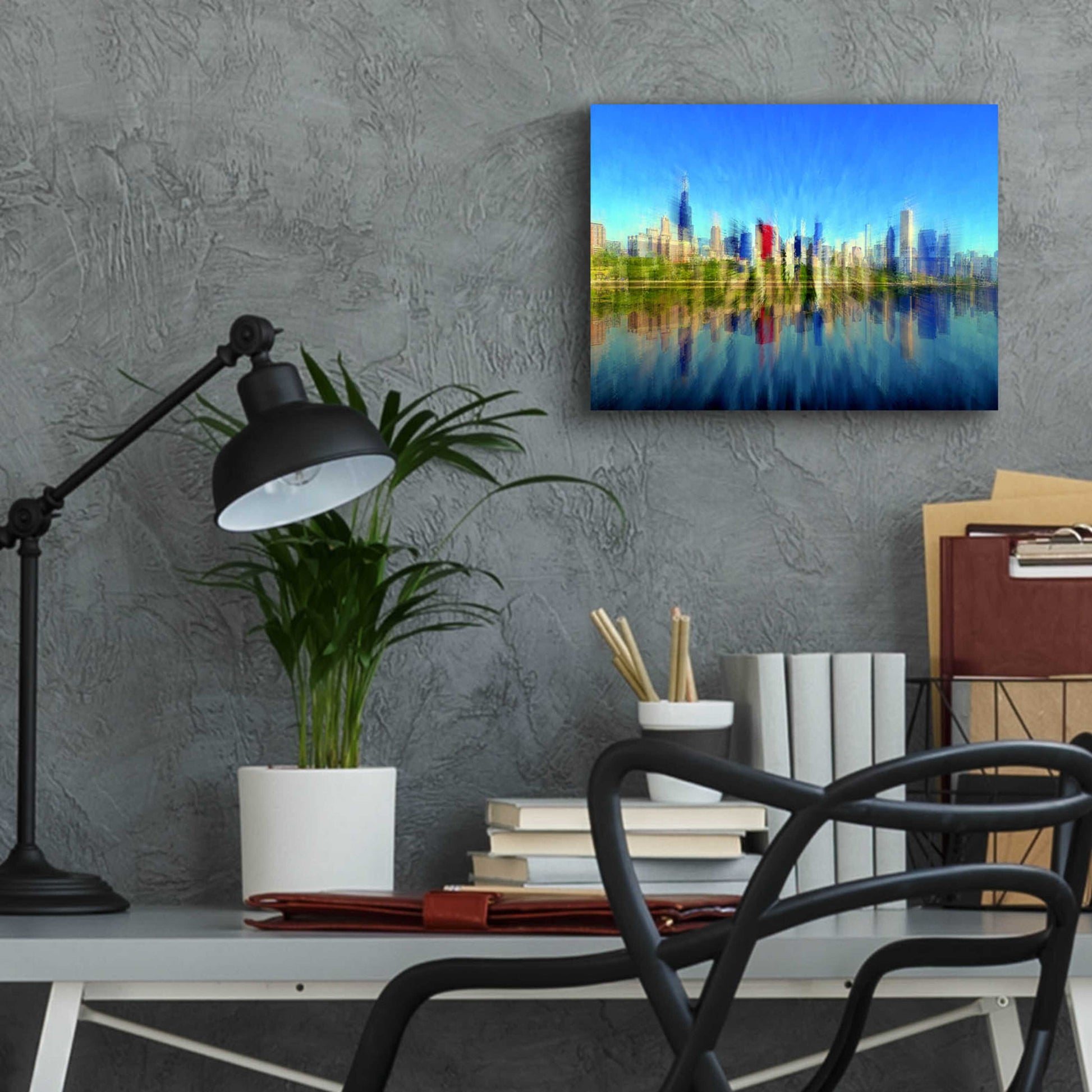 Epic Art 'Chicago Skyline 4' by David Manlove, Acrylic Glass Wall Art,16x12