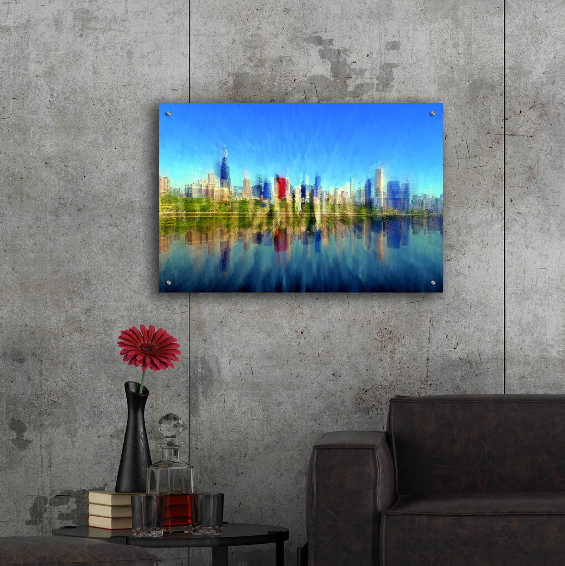 Epic Art 'Chicago Skyline 4' by David Manlove, Acrylic Glass Wall Art,36x24