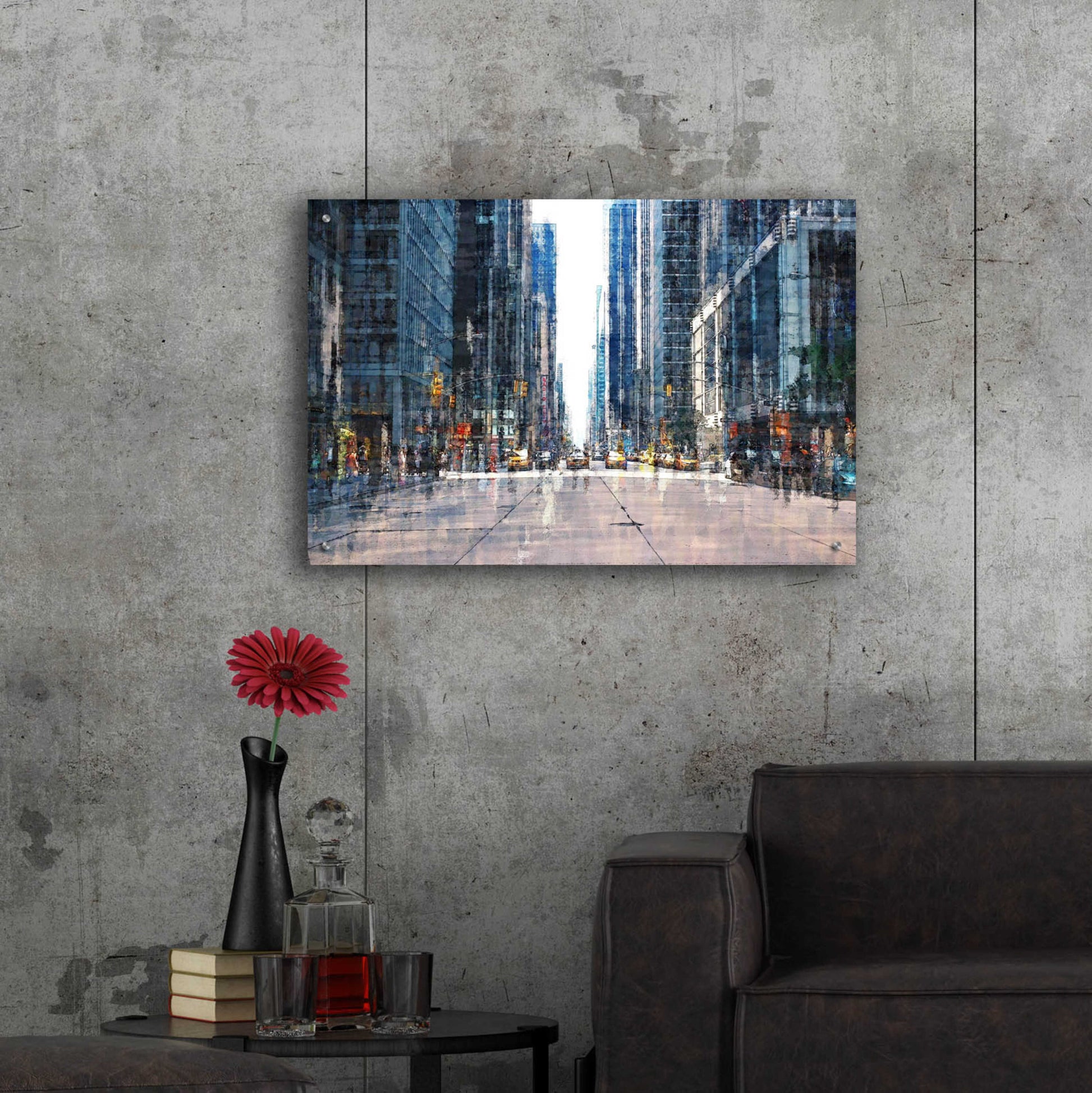 Epic Art 'Street Scene NYC' by David Manlove, Acrylic Glass Wall Art,36x24