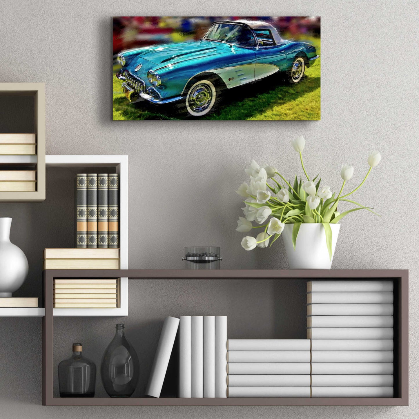 Epic Art '58 Corvette 1' by David Manlove, Acrylic Glass Wall Art,24x12