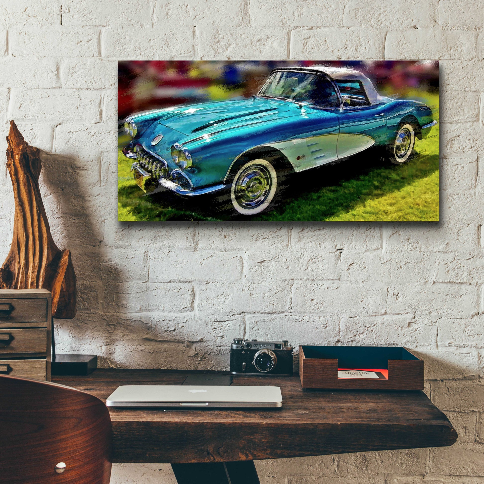 Epic Art '58 Corvette 1' by David Manlove, Acrylic Glass Wall Art,24x12