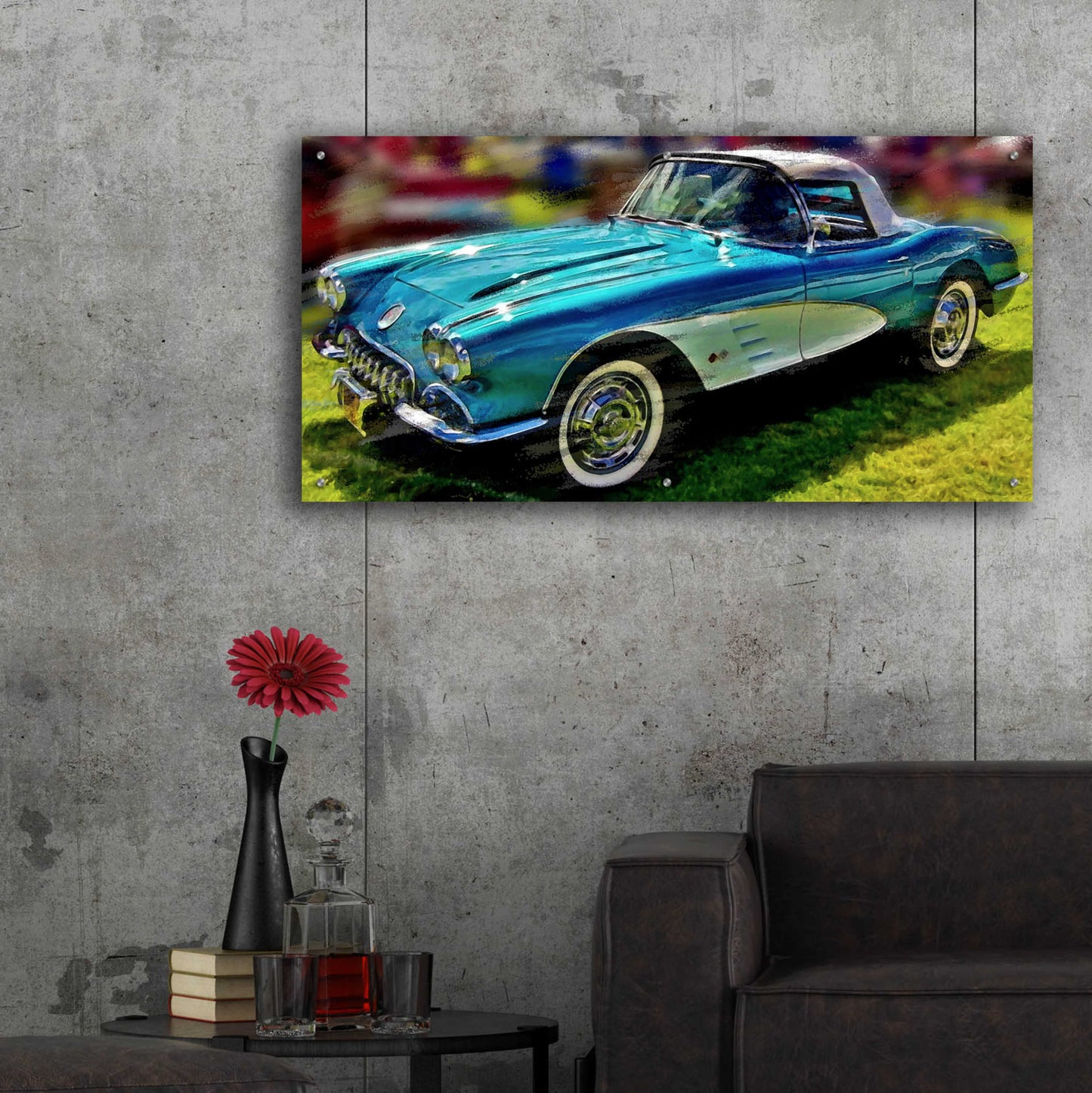 Epic Art '58 Corvette 1' by David Manlove, Acrylic Glass Wall Art,48x24