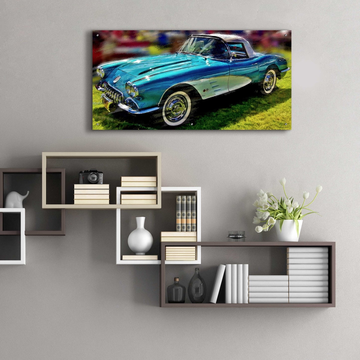 Epic Art '58 Corvette 1' by David Manlove, Acrylic Glass Wall Art,48x24