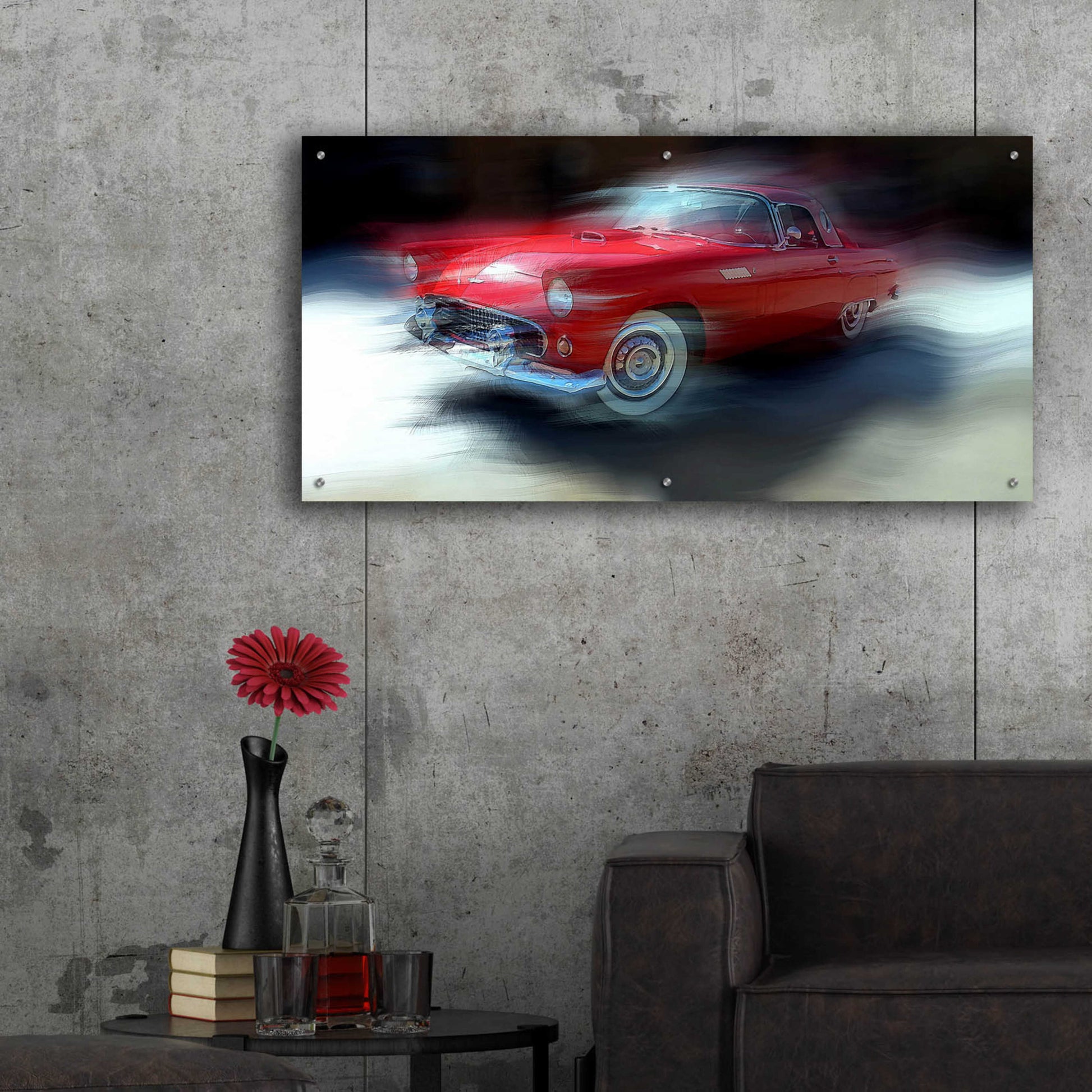 Epic Art 'Red Thunderbird' by David Manlove, Acrylic Glass Wall Art,48x24