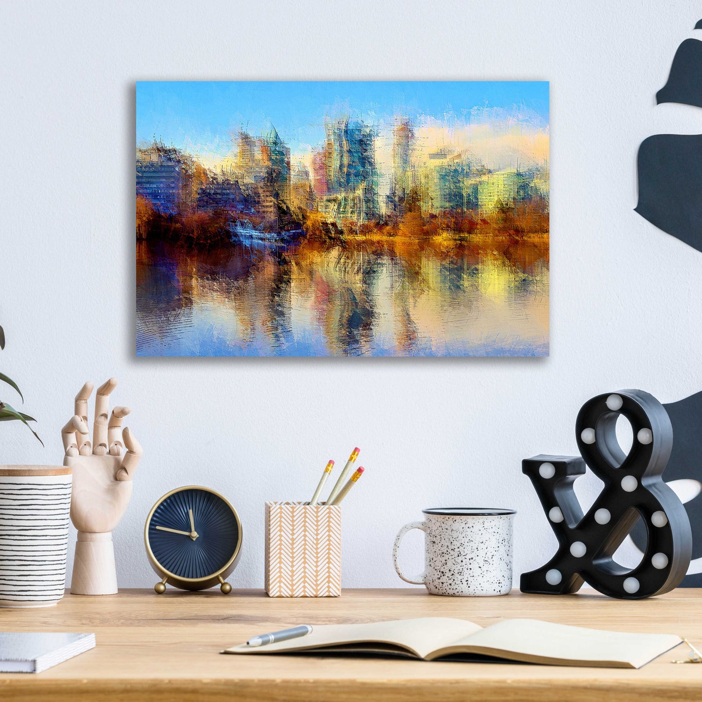 Epic Art 'Urban Lake View' by David Manlove, Acrylic Glass Wall Art,16x12