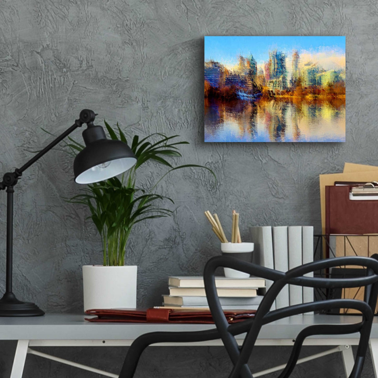 Epic Art 'Urban Lake View' by David Manlove, Acrylic Glass Wall Art,16x12