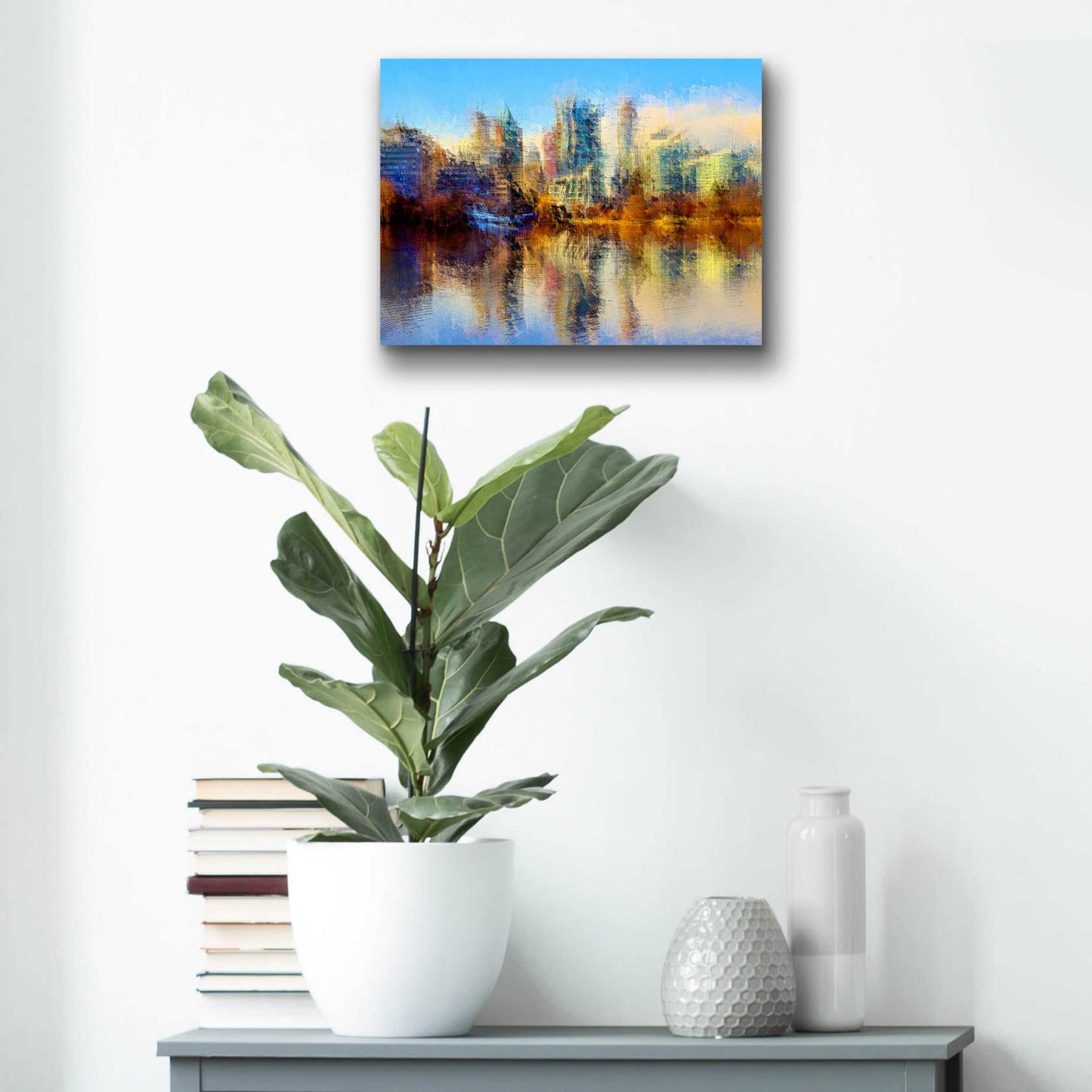 Epic Art 'Urban Lake View' by David Manlove, Acrylic Glass Wall Art,16x12