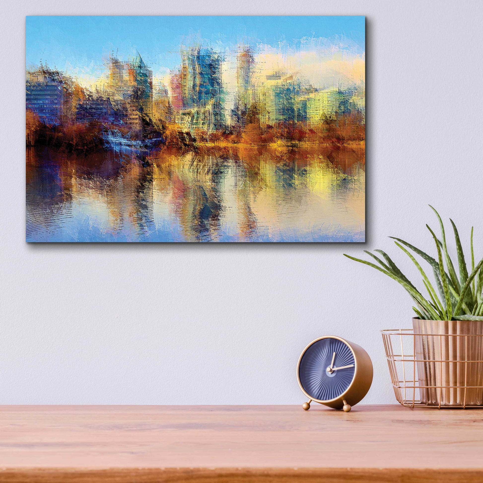 Epic Art 'Urban Lake View' by David Manlove, Acrylic Glass Wall Art,16x12