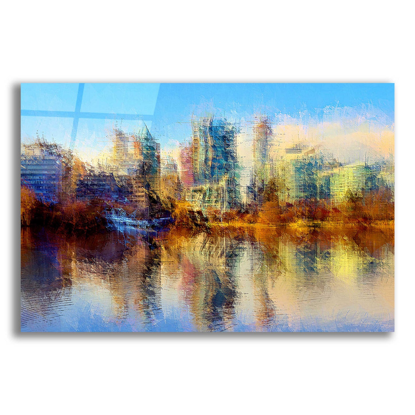 Epic Art 'Urban Lake View' by David Manlove, Acrylic Glass Wall Art,16x12