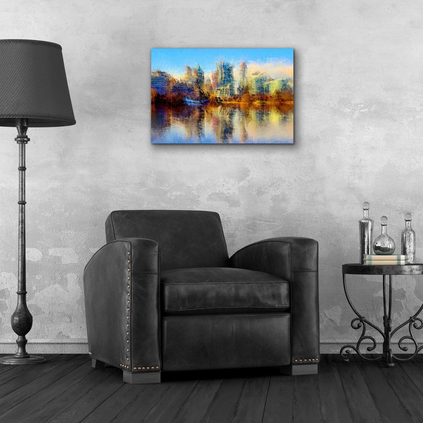 Epic Art 'Urban Lake View' by David Manlove, Acrylic Glass Wall Art,24x16