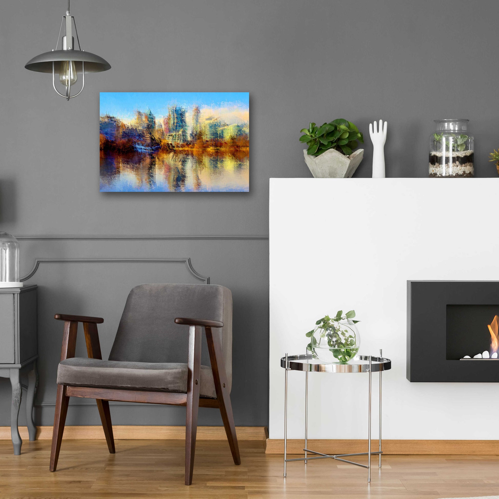 Epic Art 'Urban Lake View' by David Manlove, Acrylic Glass Wall Art,24x16